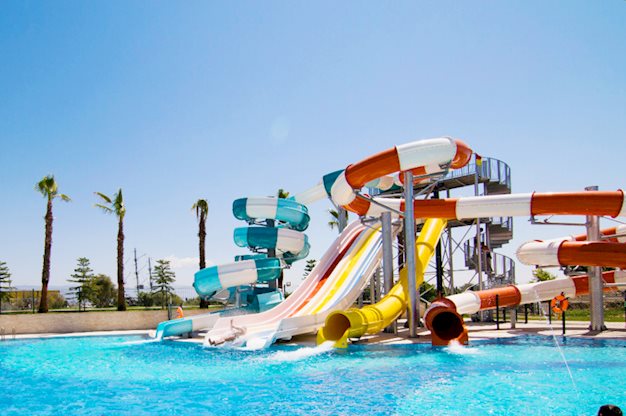 Zwembad met glijbanen van LRS Port River & Spa Hotel Side, Turkije foto 1