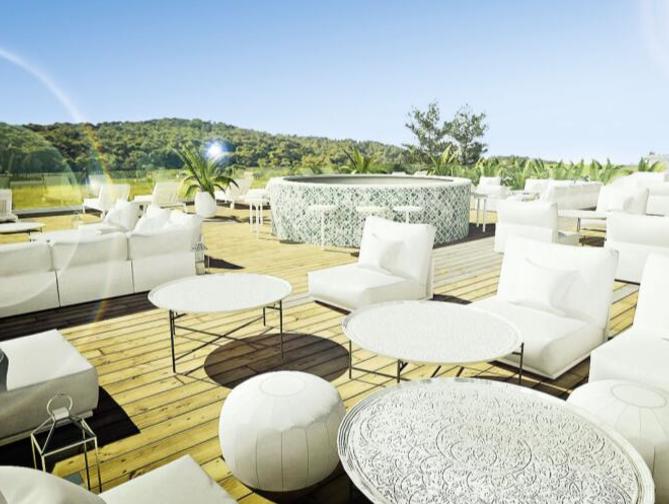 Terrasbij het Lanterna Sunny Resort By Valamar in Porec, Kroatië foto 3