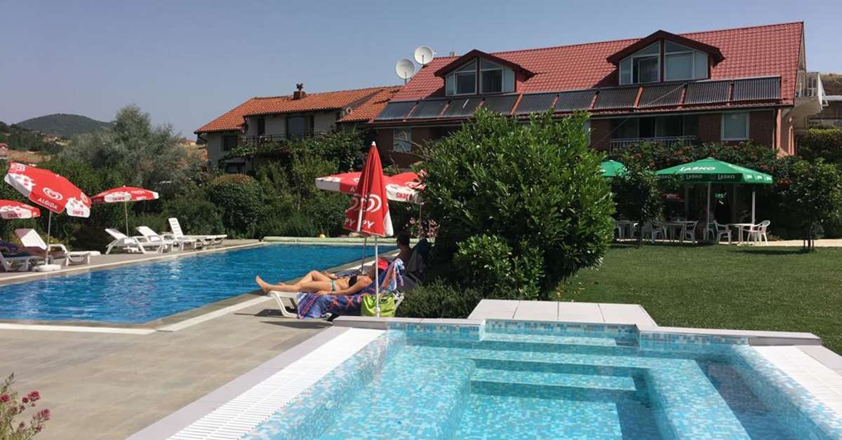 Zwembadzijde bij Oaza Inn Hotel Ohrid, Macedonië foto 3