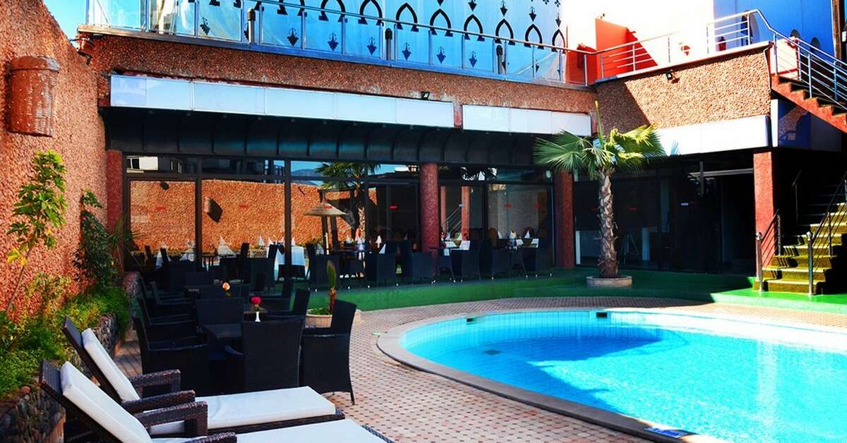 Zwembadzijde bij Omega Hotel Agadir, Marokko foto 3