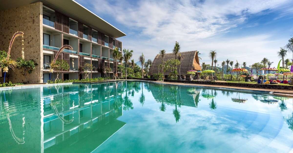 Zwembad van Tamansari Jivva Resort Sidemen, Indonesië foto 2
