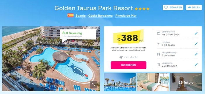 golden-taurus-park-resort-pineda-del-mar-spanje-korting