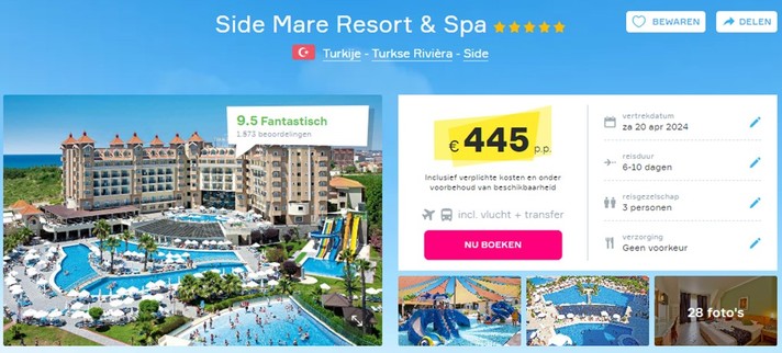 side-mare-resort-spa-turkije-korting