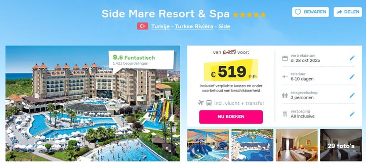 side-mare-resort-spa-turkije-korting