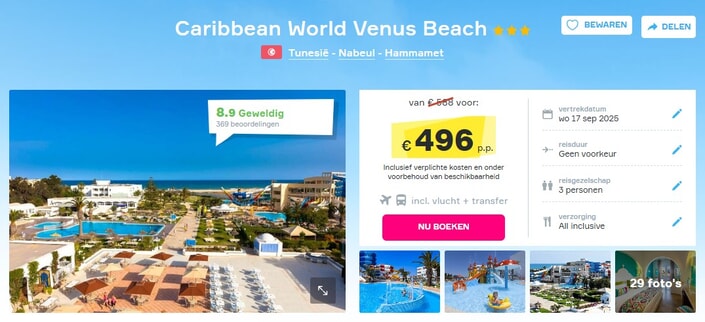 Caribbean World Venus Beach: Zonvakantie Hammamet!